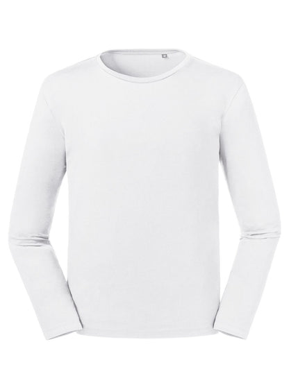 Men's Pure Organic L/S Tee NEW Russell White
