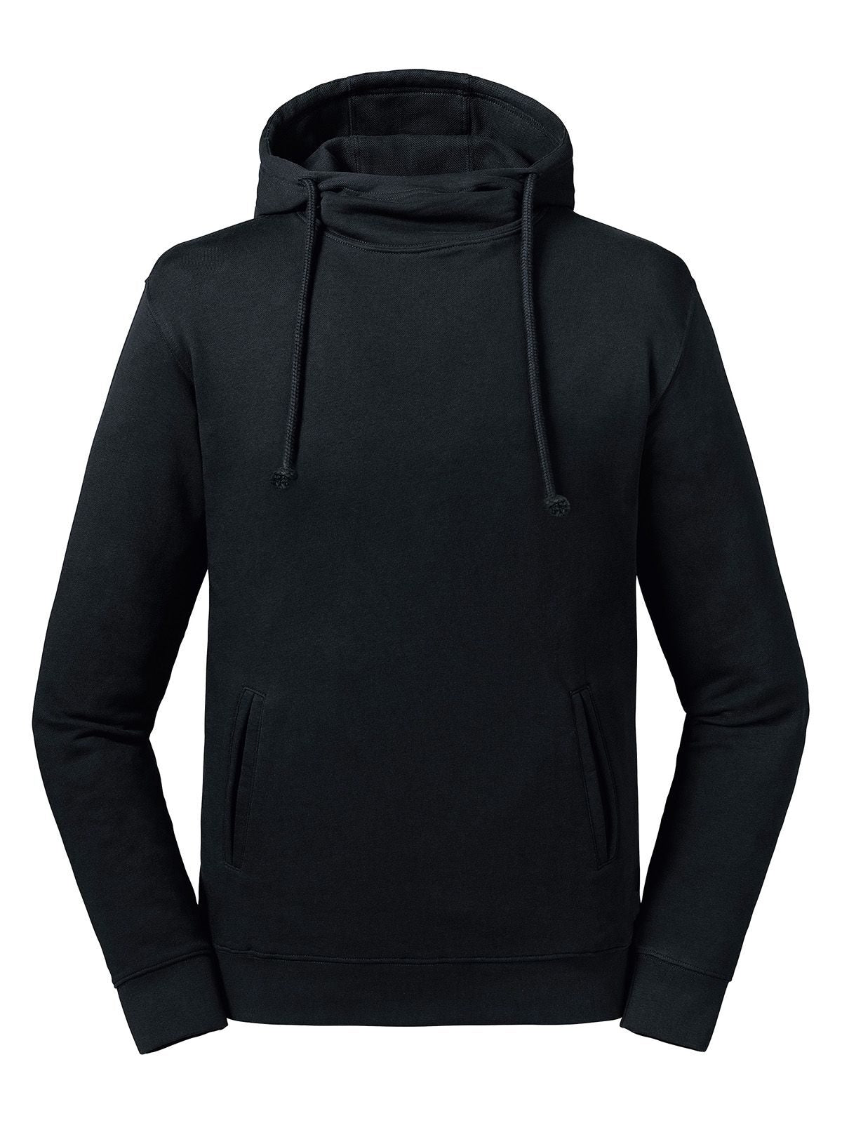 Pure Organic High Collar Hooded Sweat Russell Black