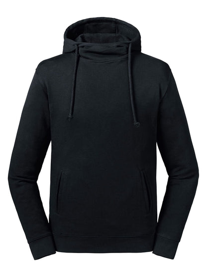 Pure Organic High Collar Hooded Sweat Russell Black