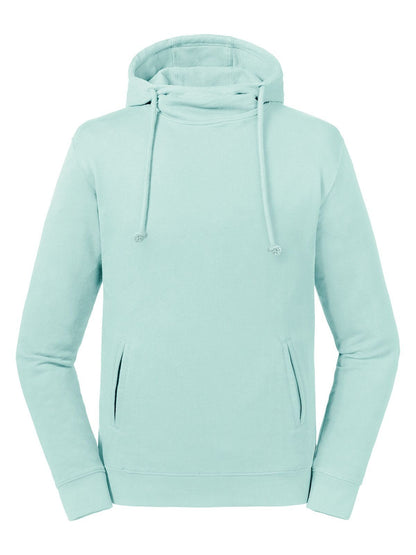 Pure Organic High Collar Hooded Sweat Russell Aqua