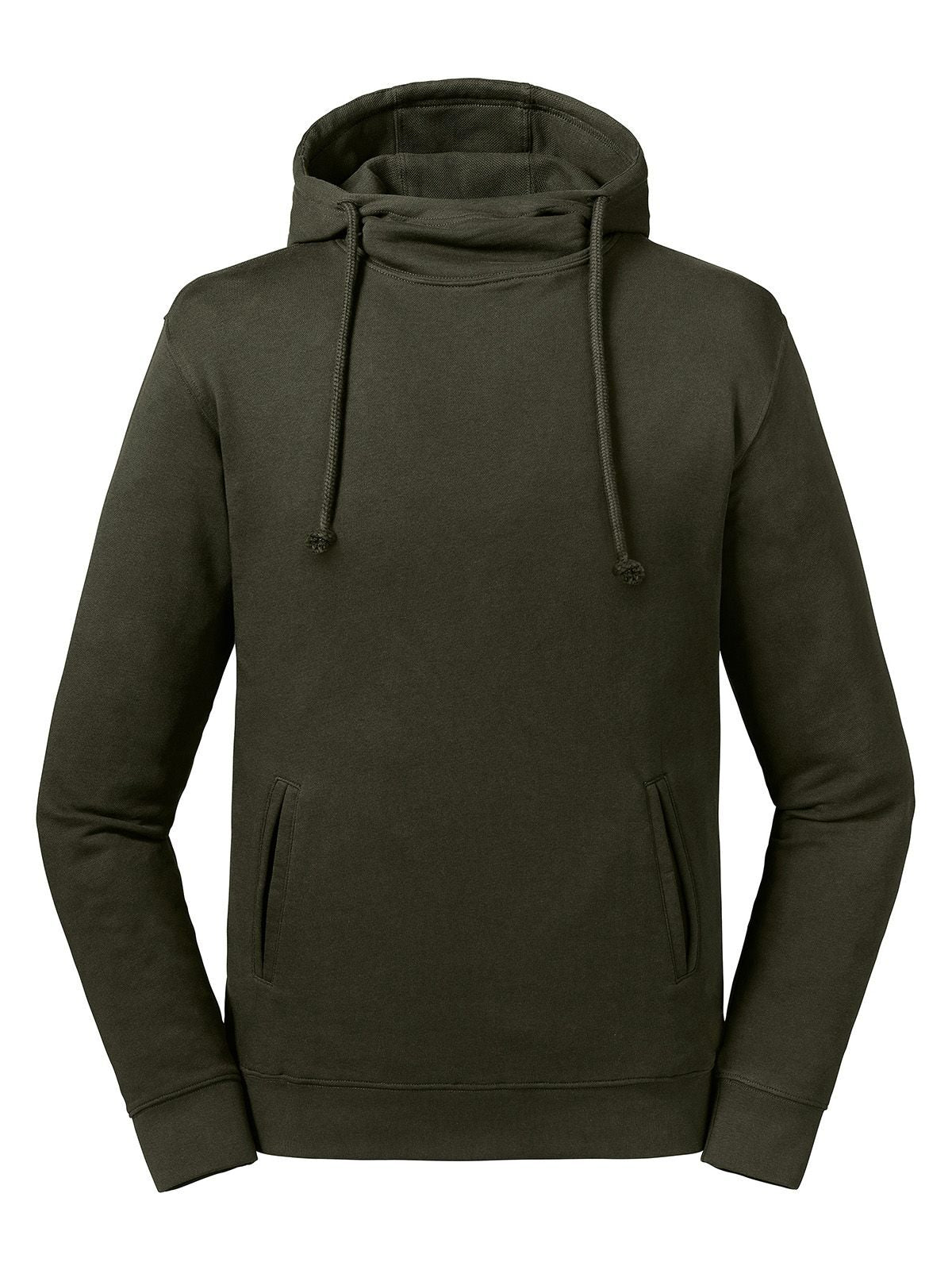 Pure Organic High Collar Hooded Sweat Russell Dark Olive