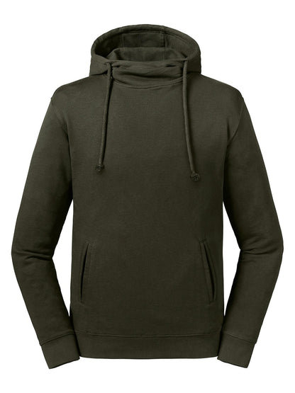 Pure Organic High Collar Hooded Sweat Russell Dark Olive