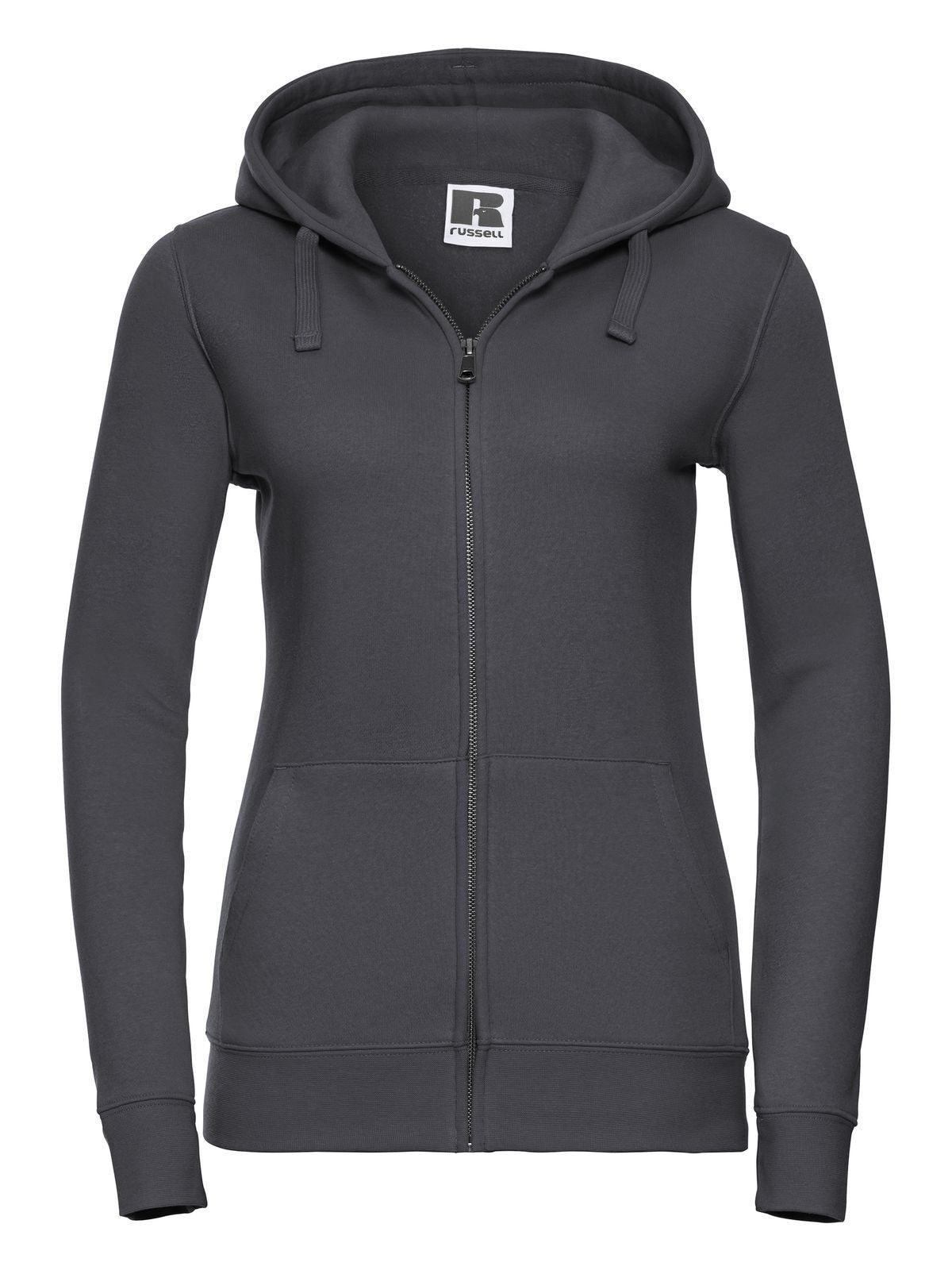 Ladies' Authentic Zipped Hood Russell Convoy Grey