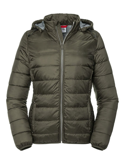 Ladies' Hooded Nano Jacket Russell Dark Olive
