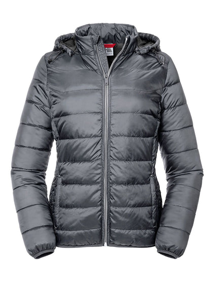Ladies' Hooded Nano Jacket Russell Iron Grey