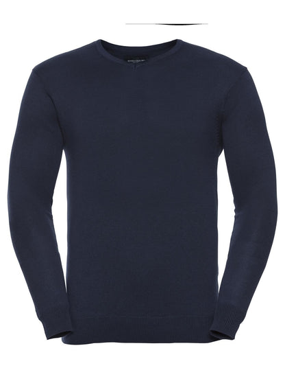 Men's V-Neck Knitted Pullover Russell French Navy
