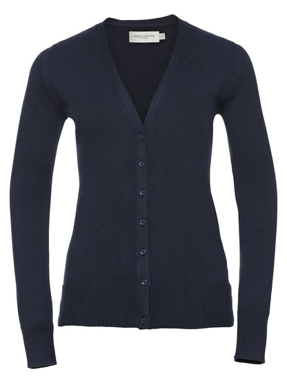 Ladies' V-Neck Knitted Cardigan Russell French Navy