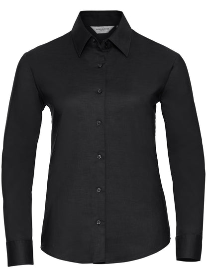 Ladies' Long Sleeve Easy Care Oxford Shirt Russell Black