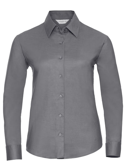 Ladies' Long Sleeve Easy Care Oxford Shirt Russell Silver