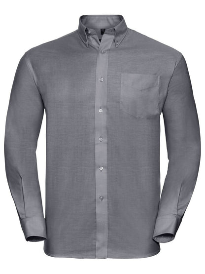 Men's Long Sleeve Easy Care Oxford Shirt Russell Silver