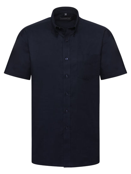 Men's Short Sleeve Easy Care Oxford Shirt Russell Bright Navy