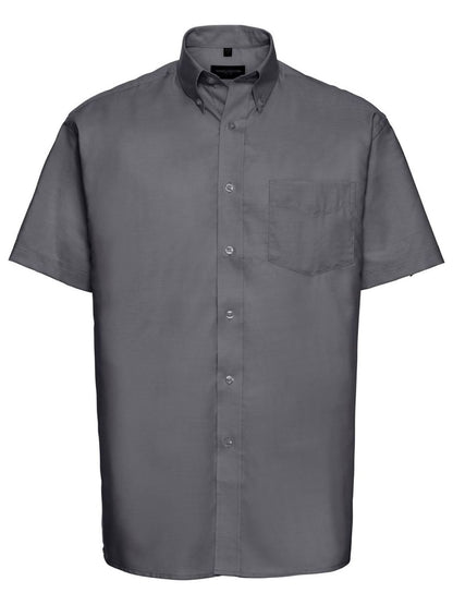 Men's Short Sleeve Easy Care Oxford Shirt Russell Silver