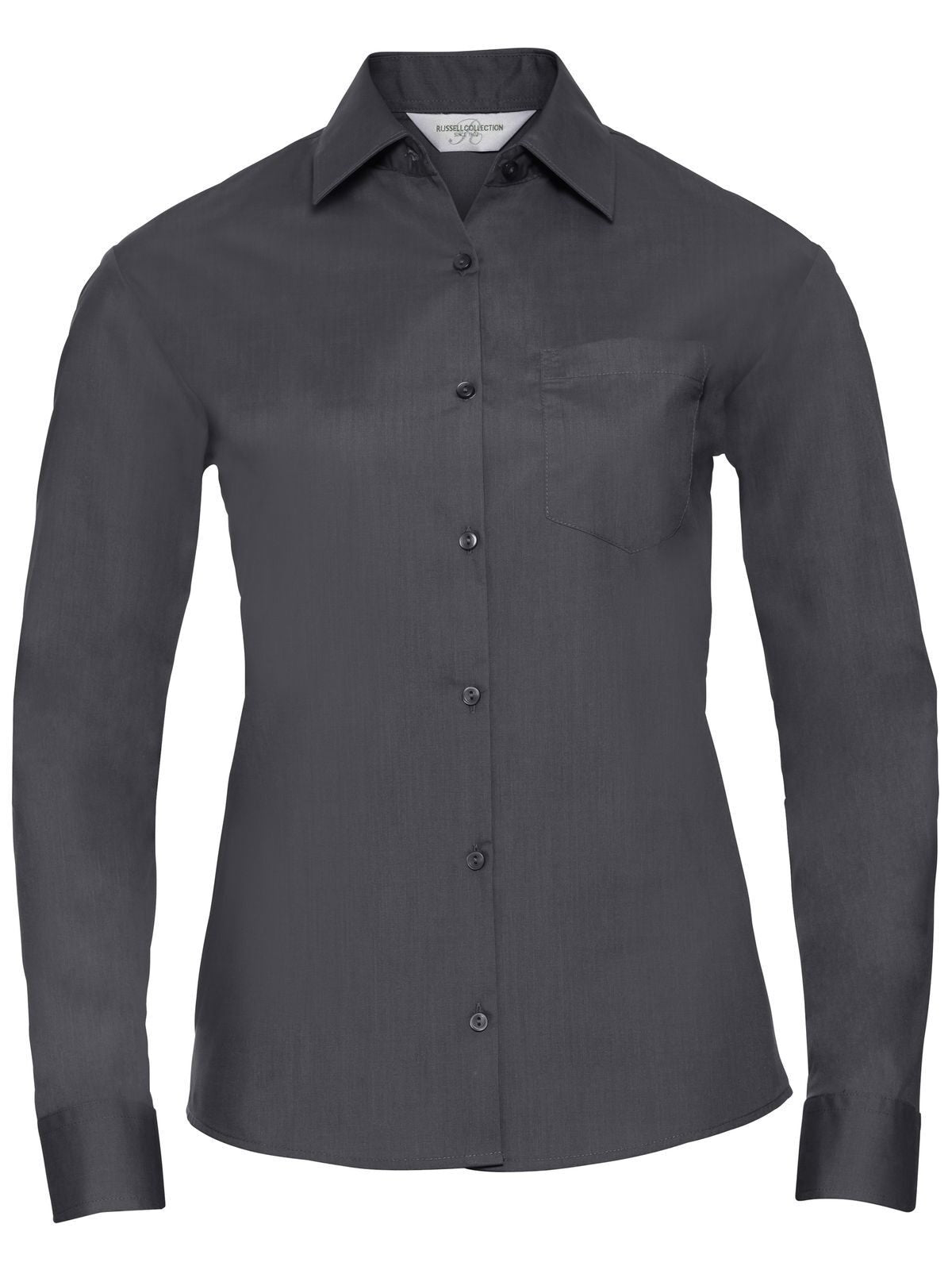 Ladies' Long Sleeve PolyCotton Poplin Shirt Russell Convoy Grey