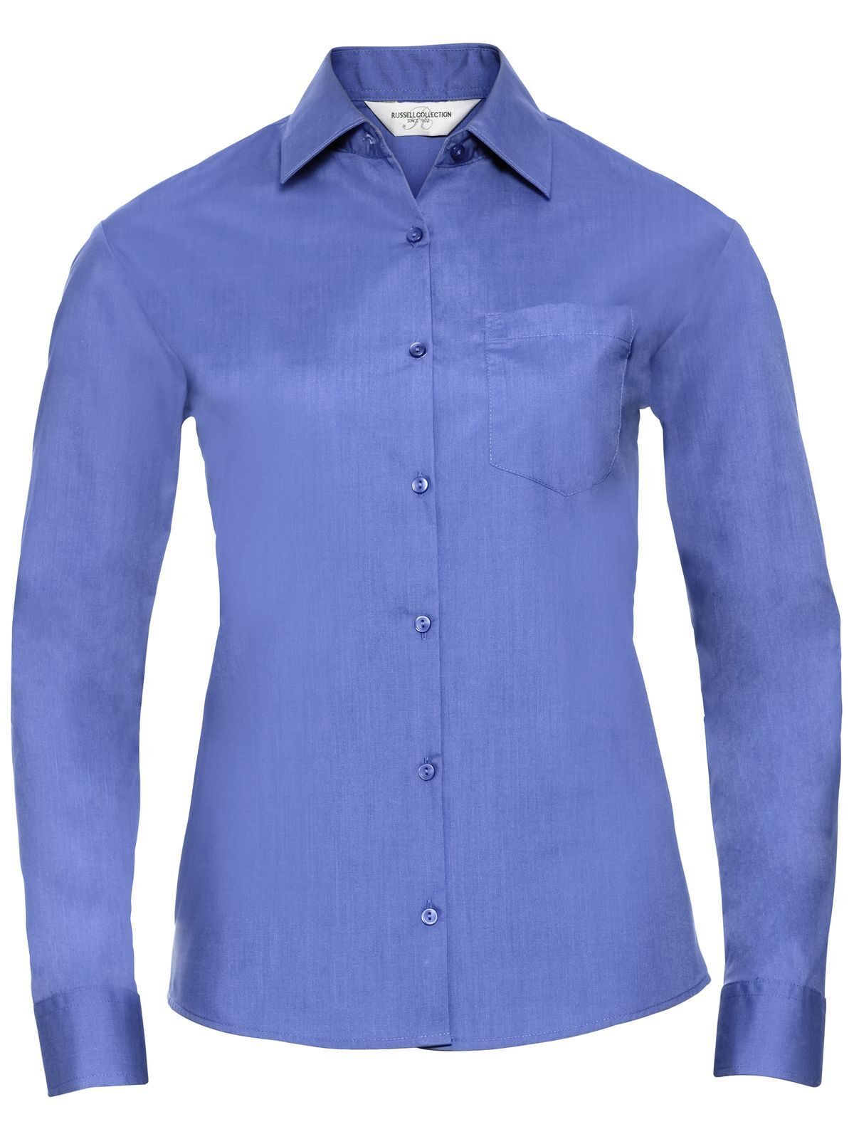Ladies' Long Sleeve PolyCotton Poplin Shirt Russell Corporate Blue