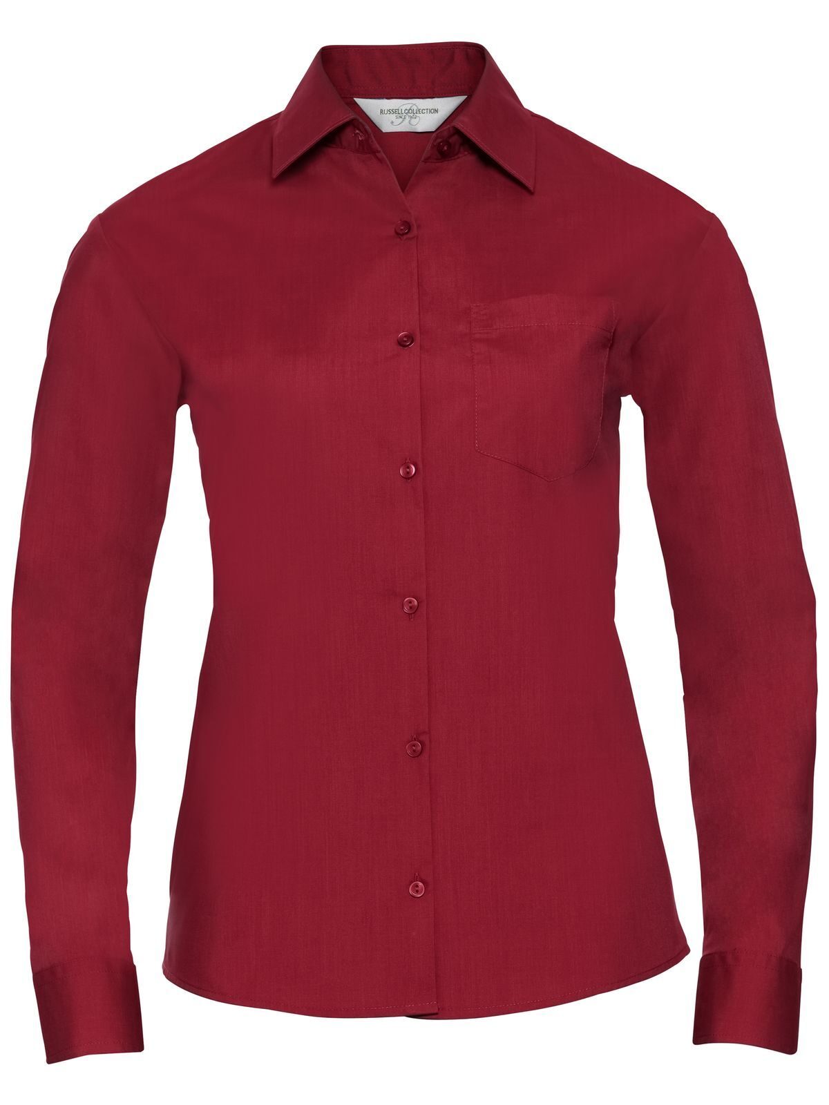 Ladies' Long Sleeve PolyCotton Poplin Shirt Russell Classic Red