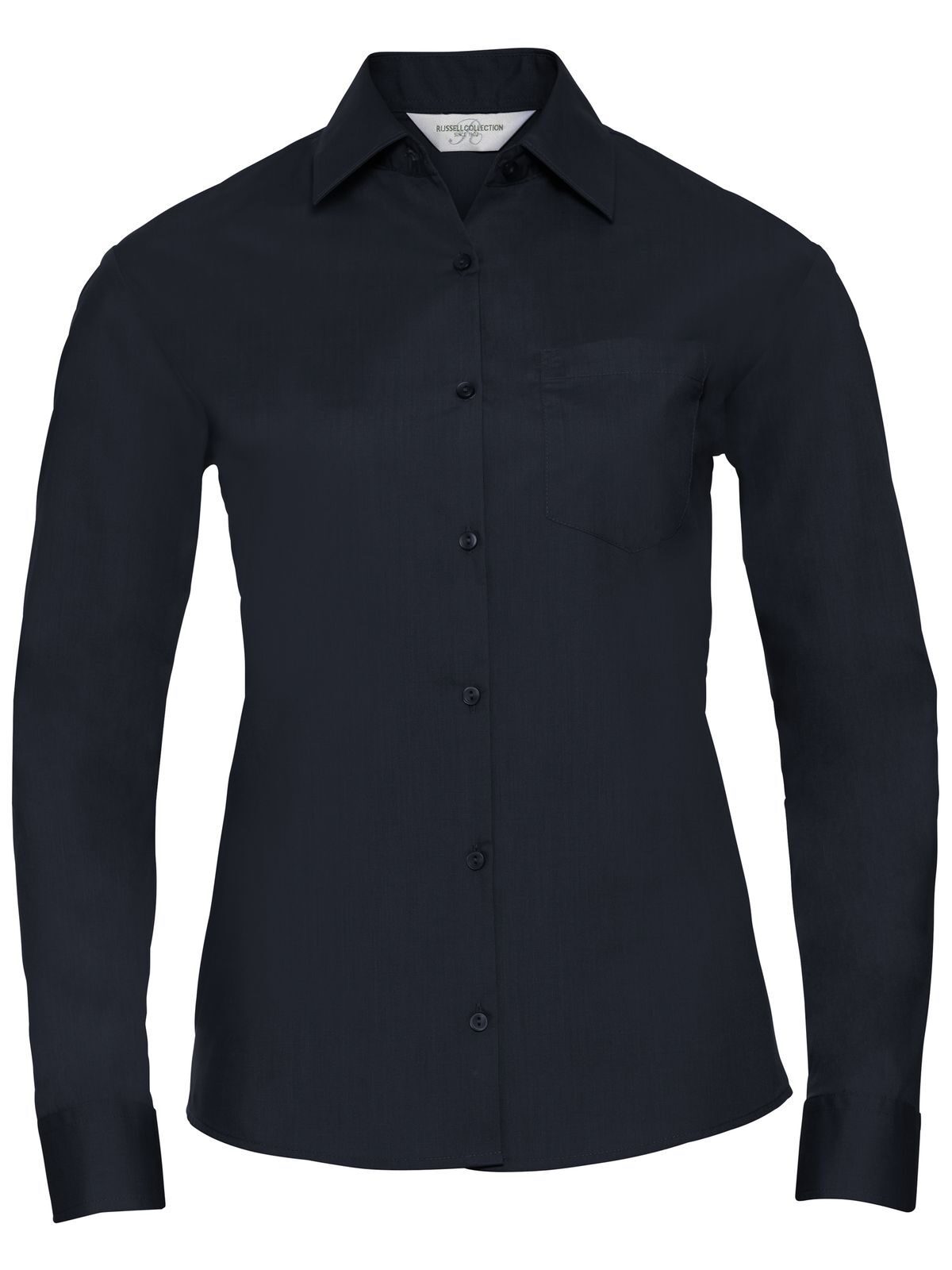 Ladies' Long Sleeve PolyCotton Poplin Shirt Russell French Navy