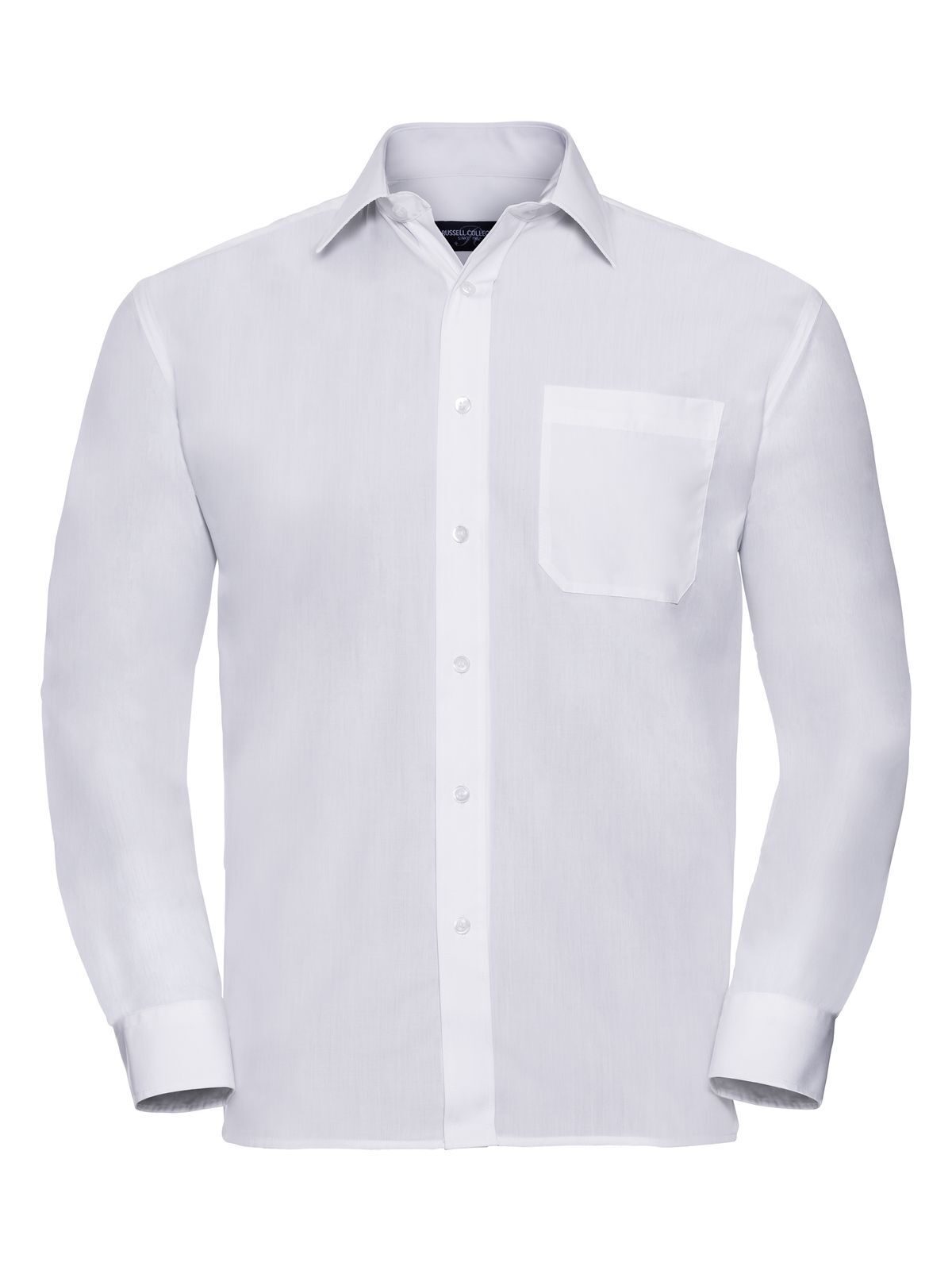 Men's Long Sleeve PolyCotton Poplin Shirt Russell White