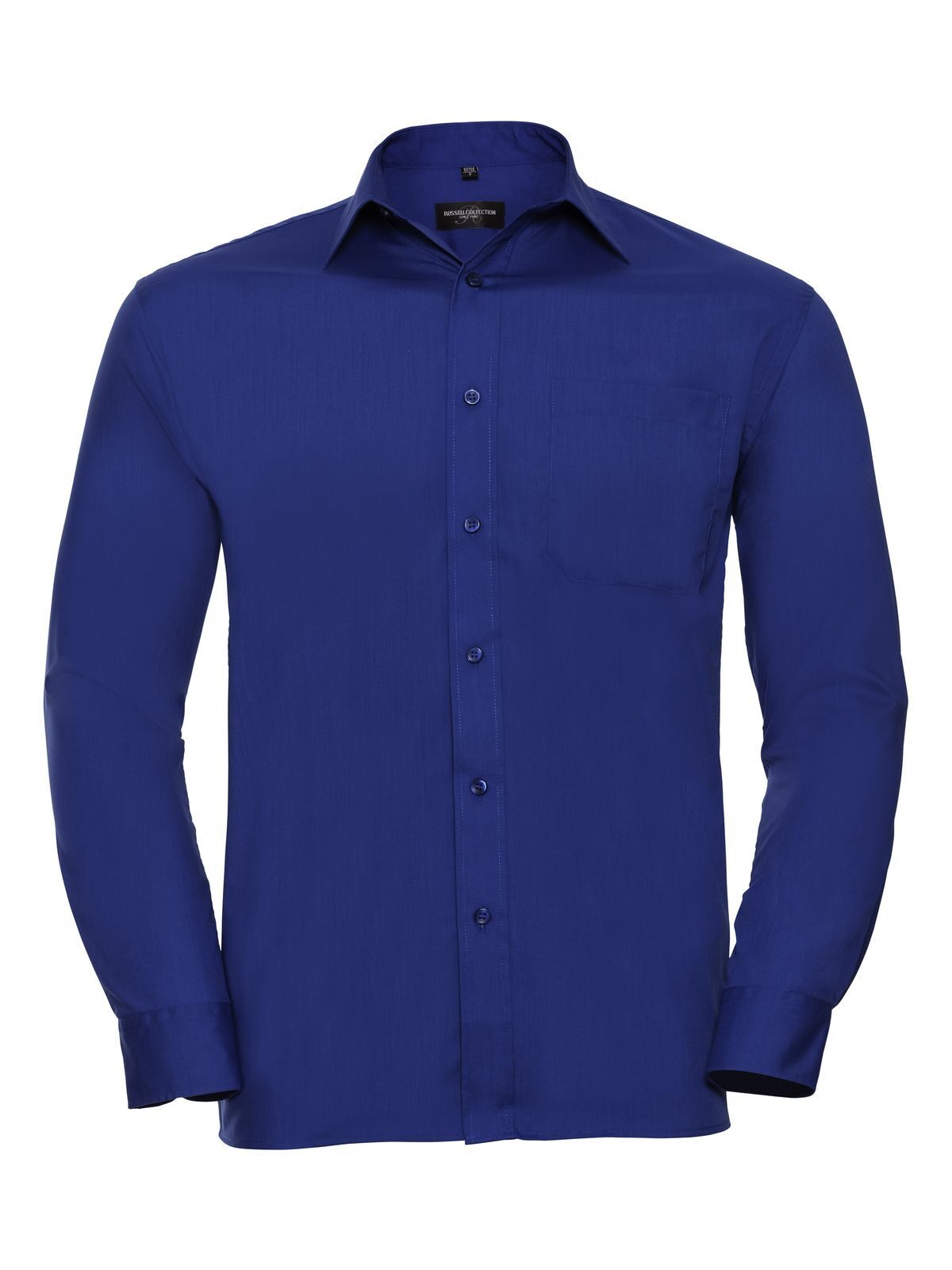 Men's Long Sleeve PolyCotton Poplin Shirt Russell Bright Royal
