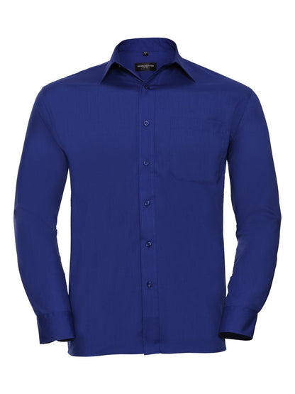 Men's Long Sleeve PolyCotton Poplin Shirt Russell Bright Royal