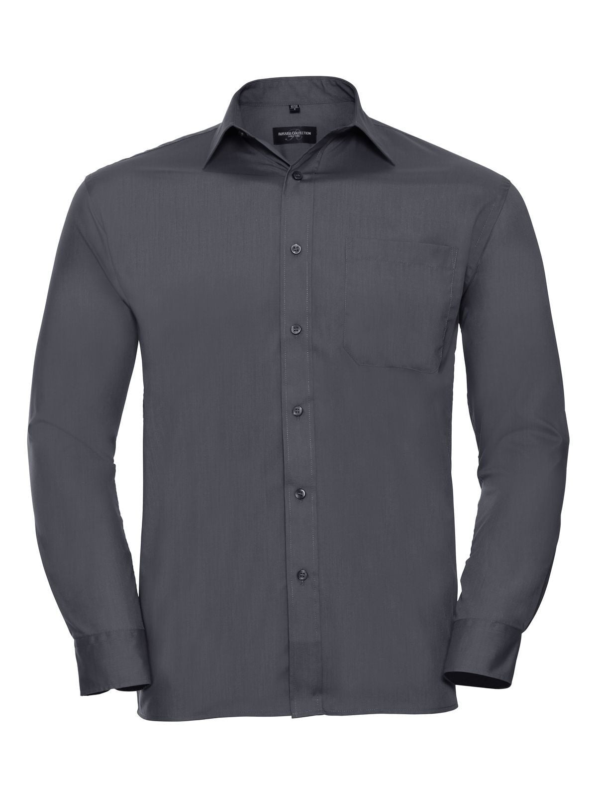 Men's Long Sleeve PolyCotton Poplin Shirt Russell Convoy Grey