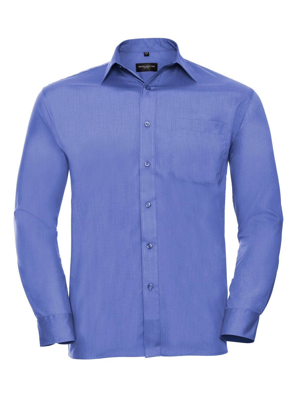 Men's Long Sleeve PolyCotton Poplin Shirt Russell Corporate Blue
