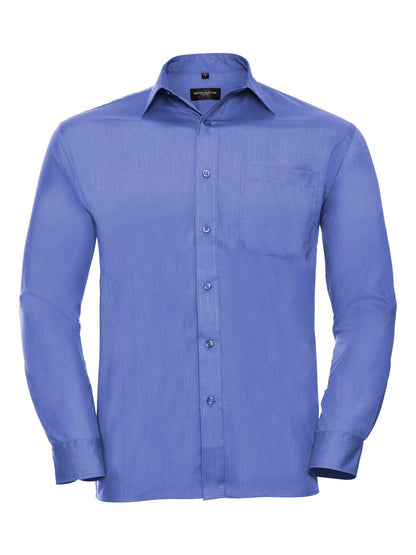 Men's Long Sleeve PolyCotton Poplin Shirt Russell Corporate Blue
