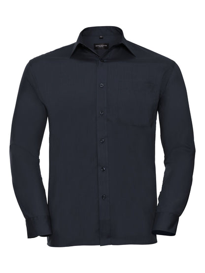 Men's Long Sleeve PolyCotton Poplin Shirt Russell French Navy