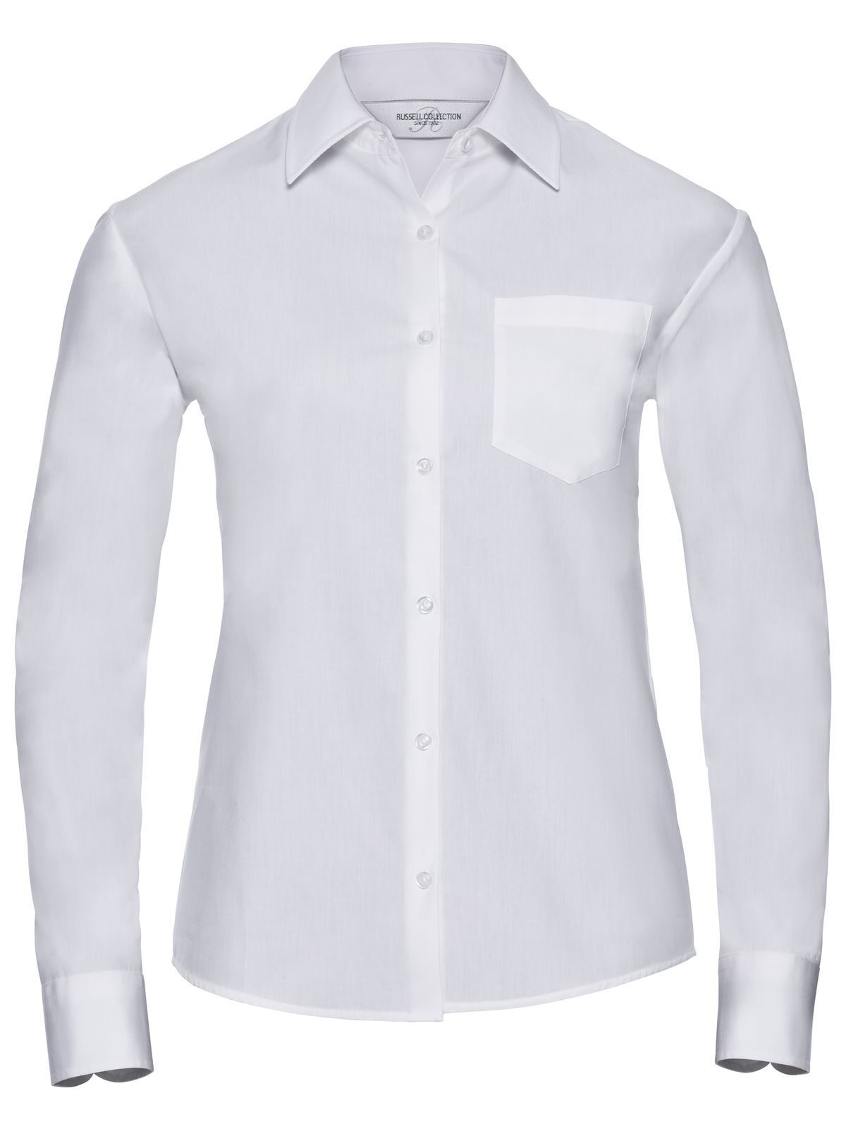 Ladies' Long Sleeve Pure Cotton Poplin Shirt Russell White