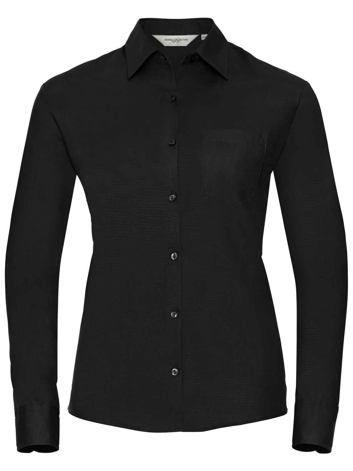 Ladies' Long Sleeve Pure Cotton Poplin Shirt Russell Black