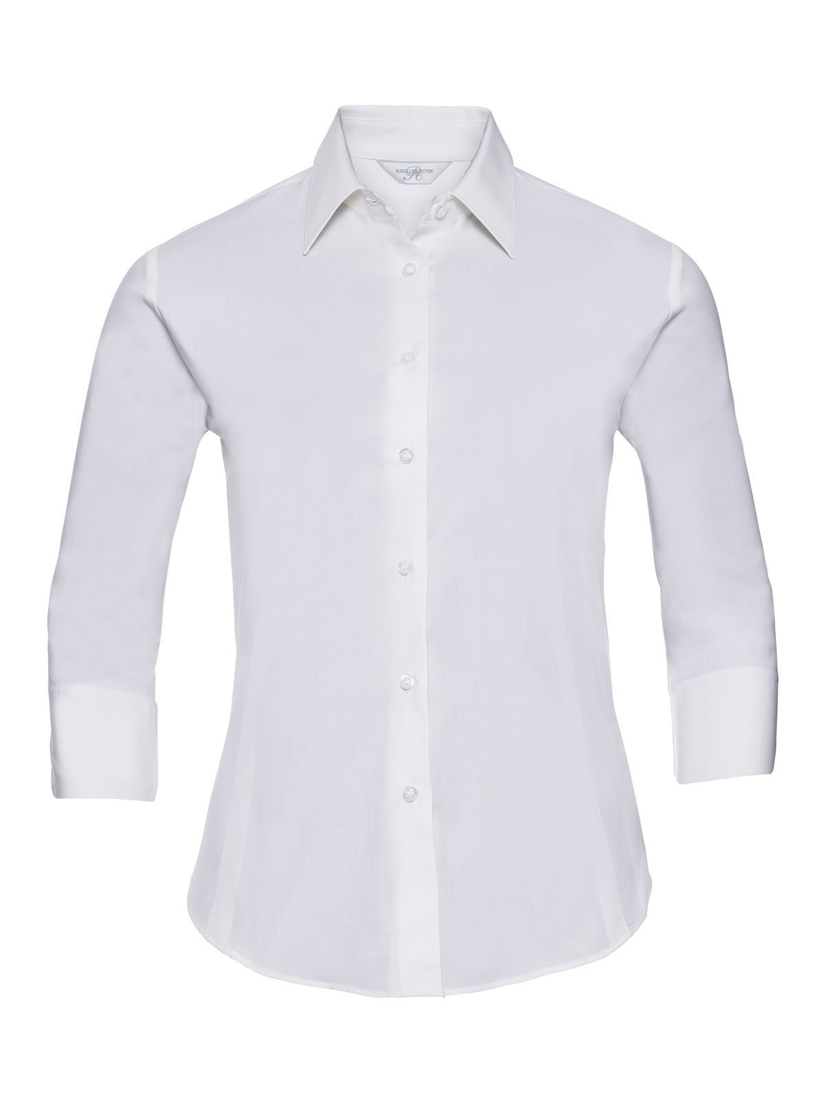 Ladies' 3/4 Sleeve Easy Care Fitted Shirt Russell White