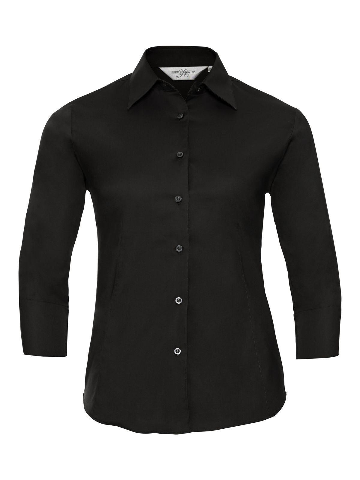 Ladies' 3/4 Sleeve Easy Care Fitted Shirt Russell Black