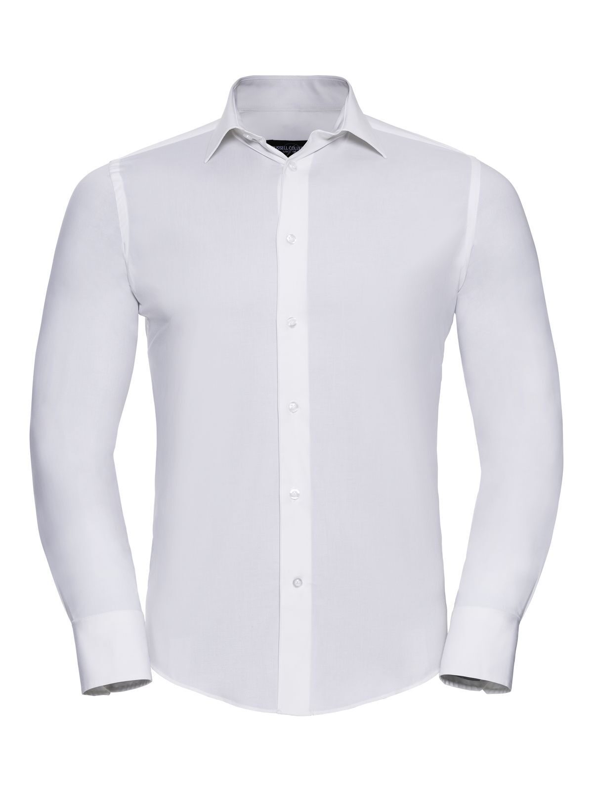 Men's Long Sleeve Easy Care Fitted Shirt Russell White