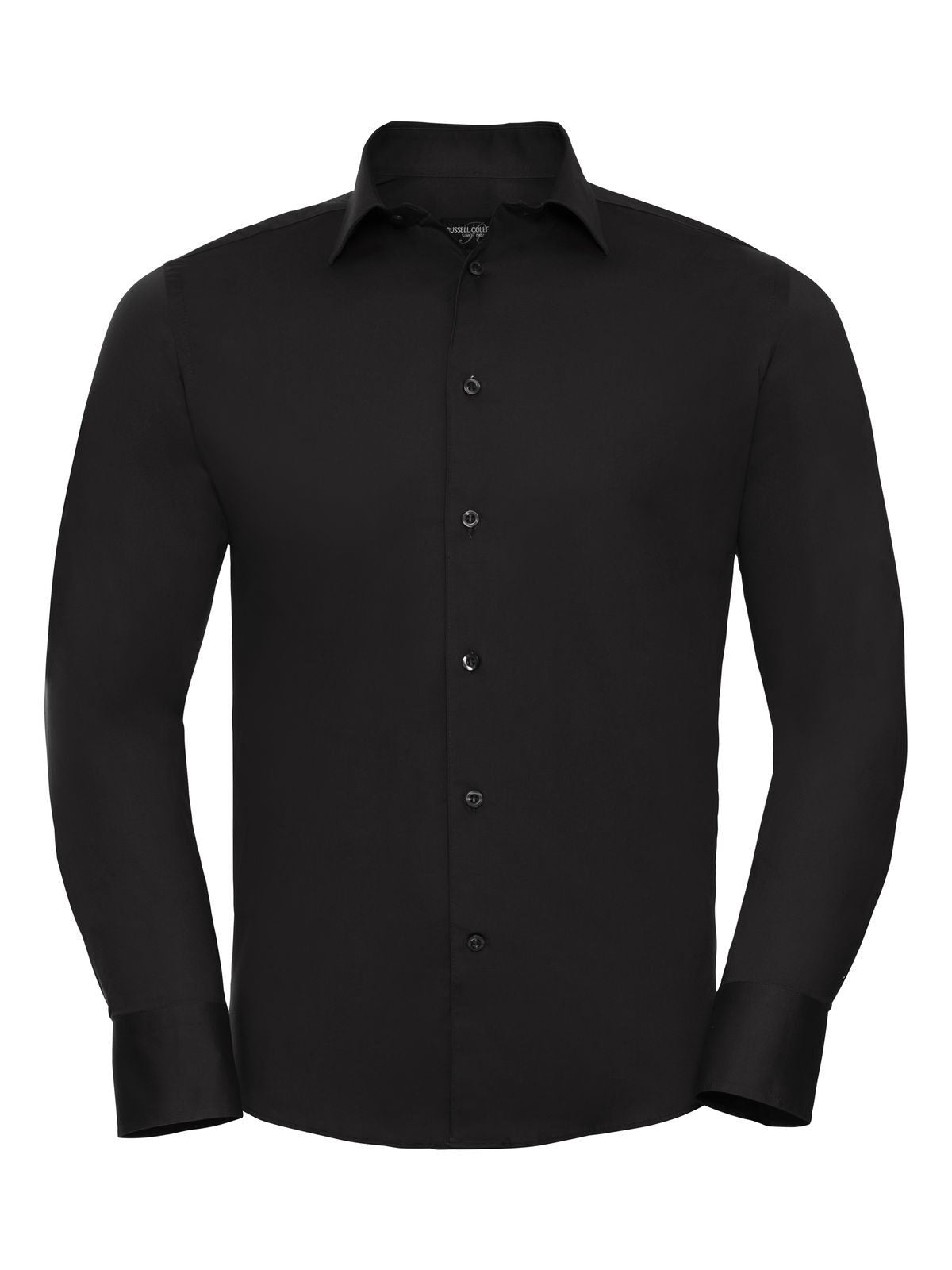 Men's Long Sleeve Easy Care Fitted Shirt Russell Black