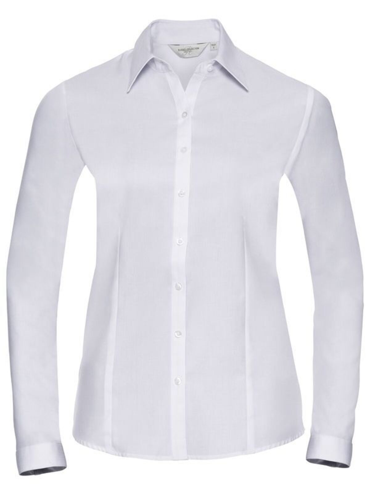 Ladies' Long Sleeve Tailored Herringbone Shirt Russell White