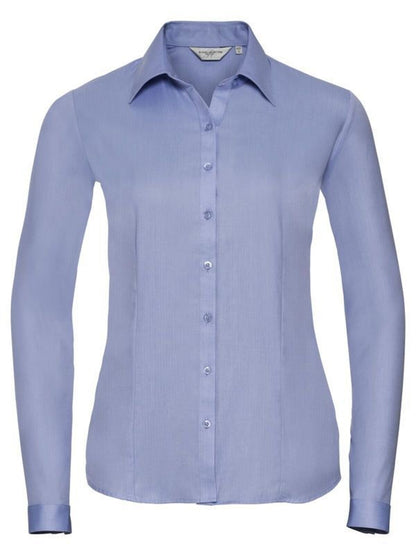 Ladies' Long Sleeve Tailored Herringbone Shirt Russell Light Blue
