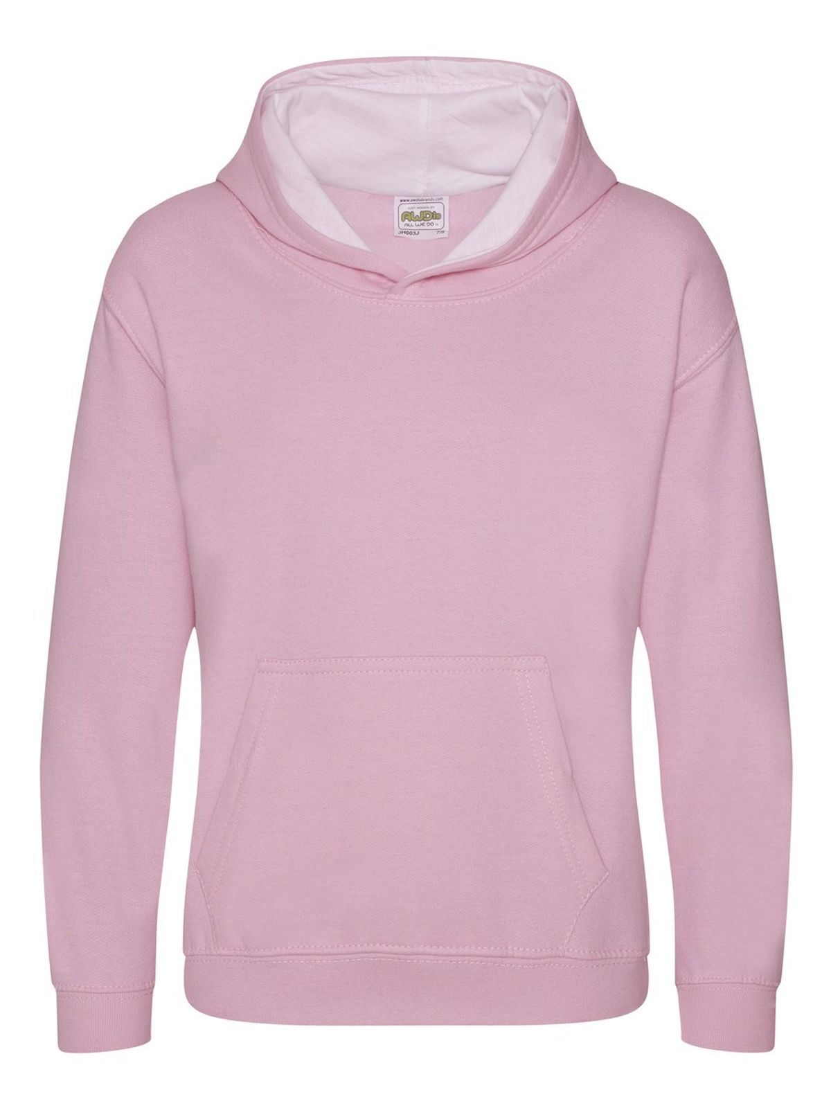 Kids Varsity Hoodie Just Hoods by AWDis Baby Pink/Arctic White