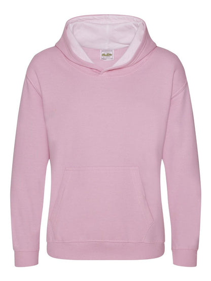 Kids Varsity Hoodie Just Hoods by AWDis Baby Pink/Arctic White