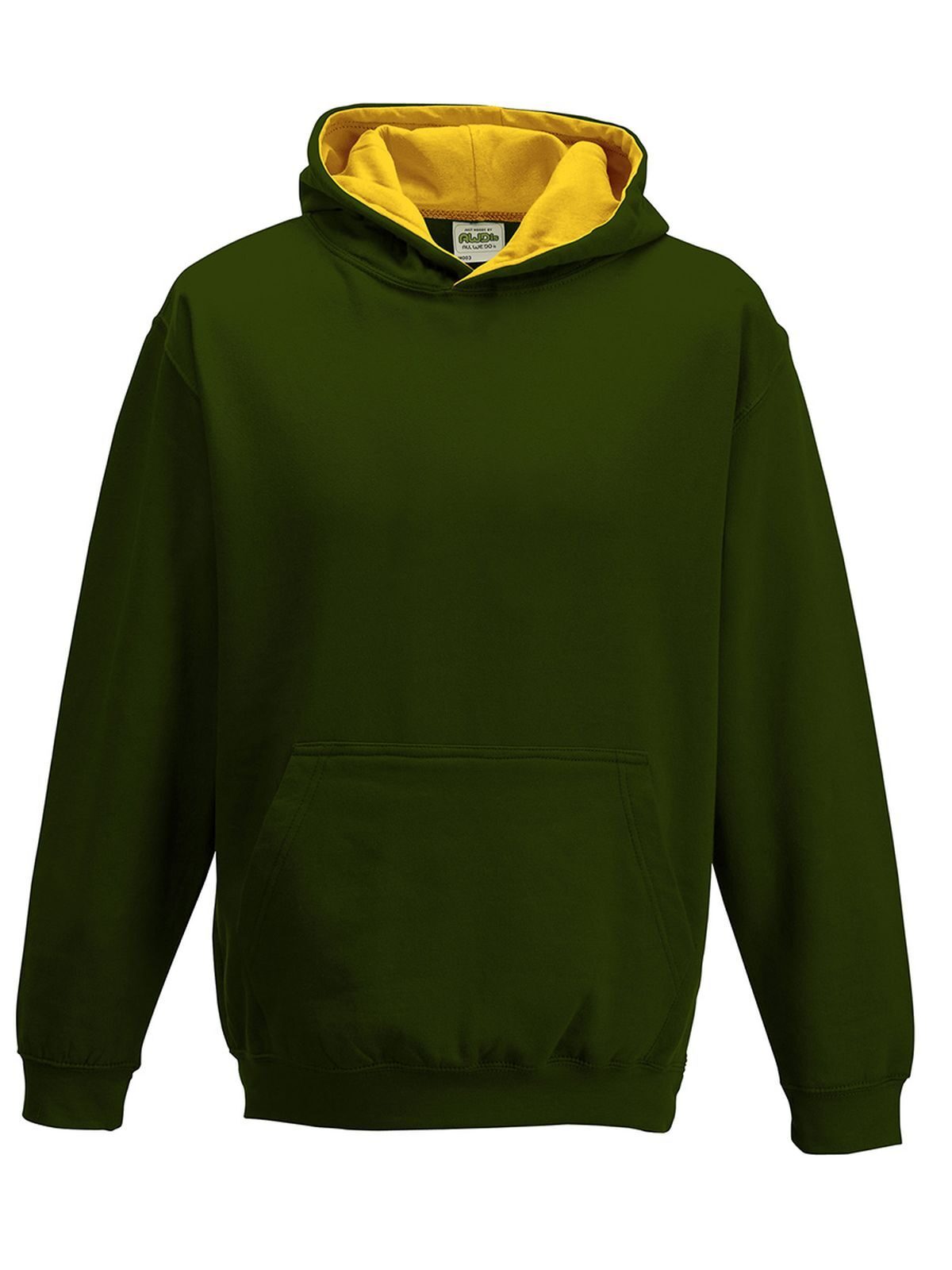 Kids Varsity Hoodie Just Hoods by AWDis Forest Green/Gold