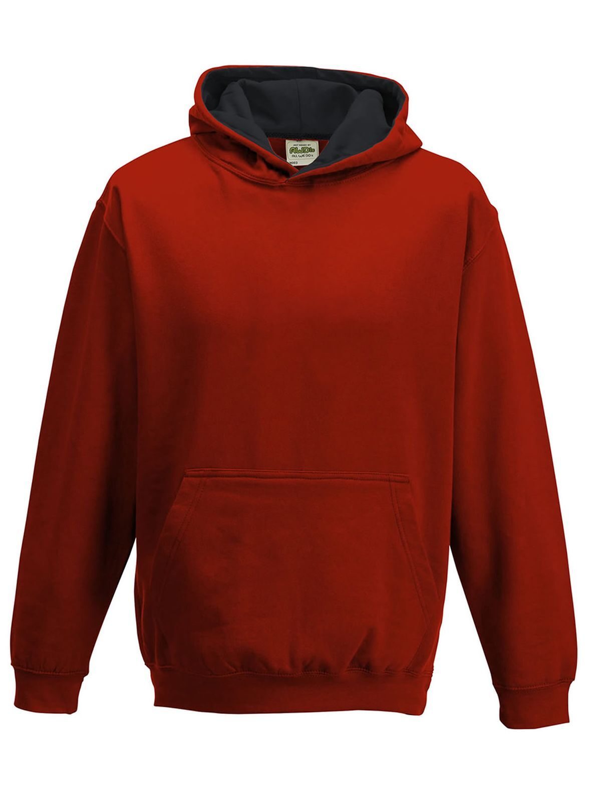 Kids Varsity Hoodie Just Hoods by AWDis Fire Red/Jet Black