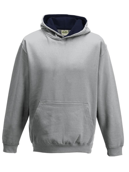 Kids Varsity Hoodie Just Hoods by AWDis Heather Grey/French Navy