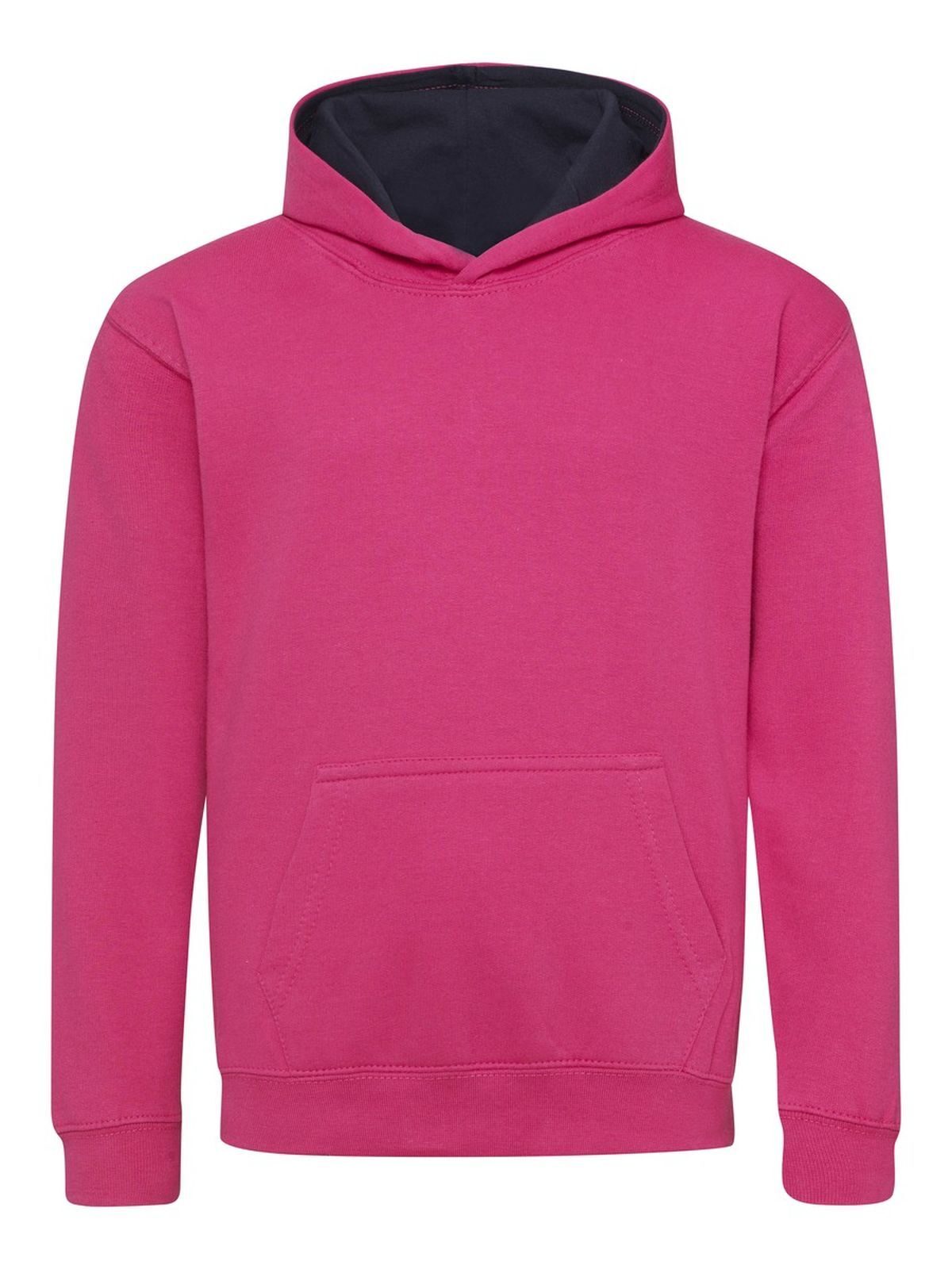 Kids Varsity Hoodie Just Hoods by AWDis Hot Pink/French Navy