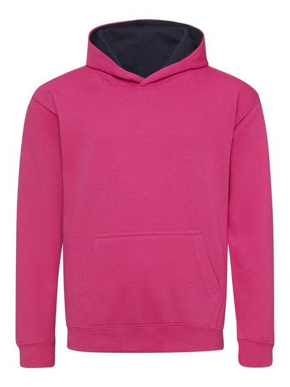 Kids Varsity Hoodie Just Hoods by AWDis Hot Pink/French Navy