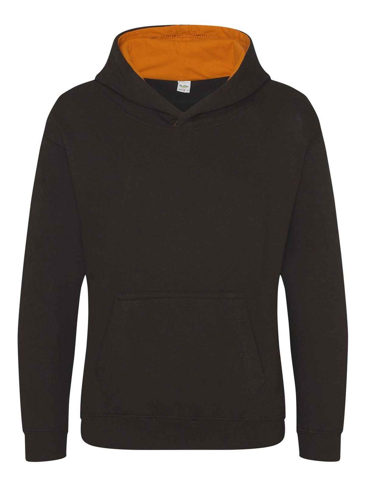 Kids Varsity Hoodie Just Hoods by AWDis Jet Black/Orange Crush