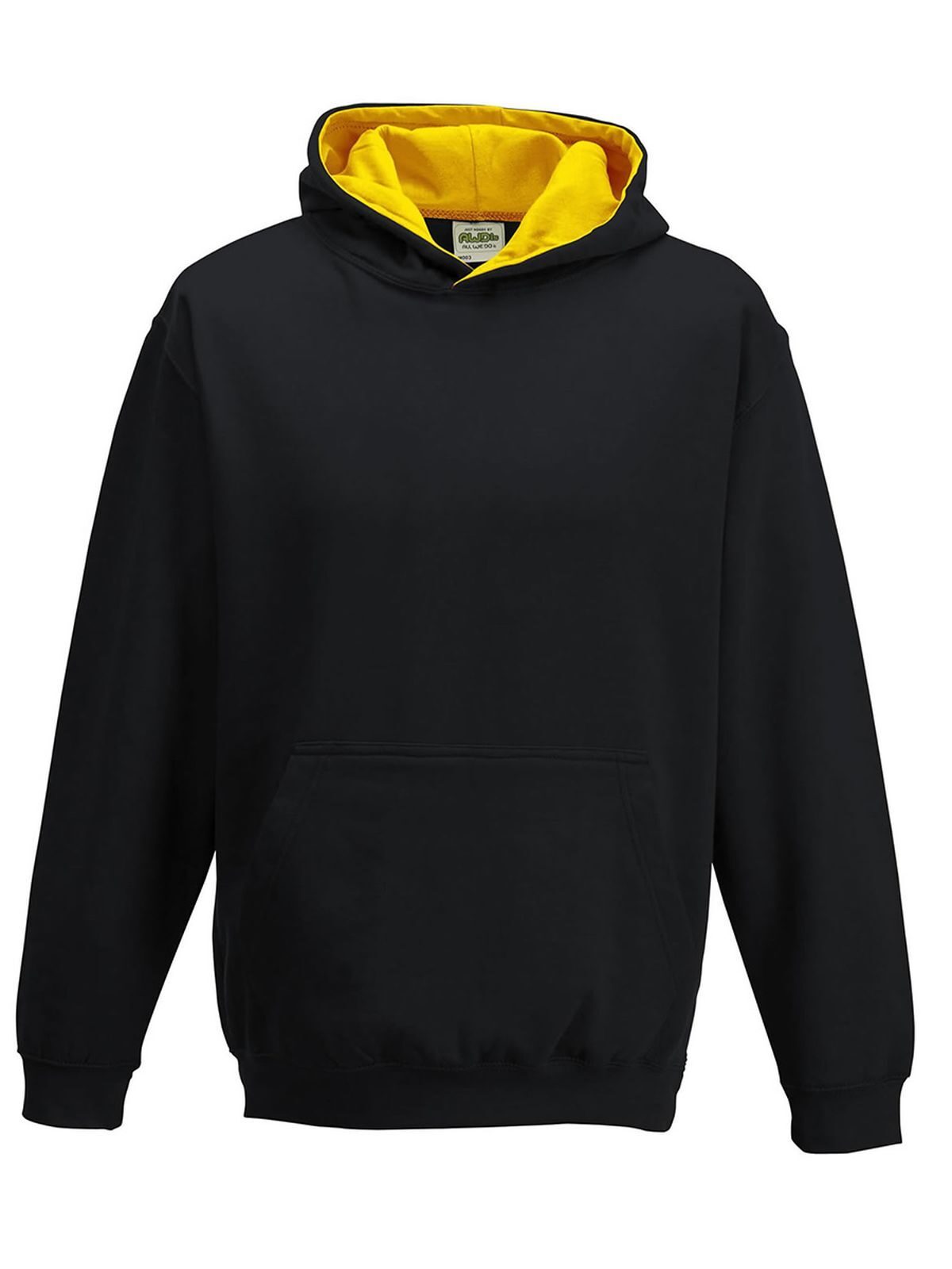 Kids Varsity Hoodie Just Hoods by AWDis Jet Black/Gold