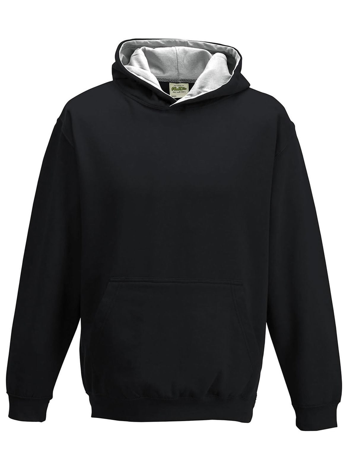 Kids Varsity Hoodie Just Hoods by AWDis Jet Black/Heather Grey