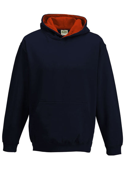 Kids Varsity Hoodie Just Hoods by AWDis New French Navy/Fire Red