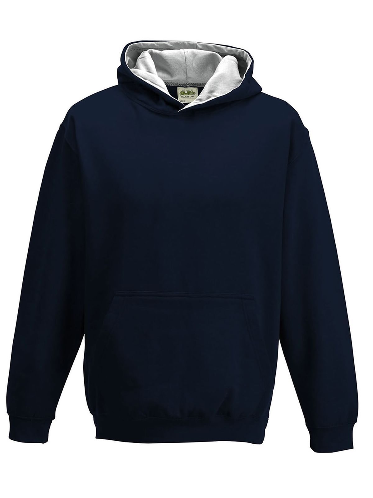 Kids Varsity Hoodie Just Hoods by AWDis New French Navy/Heather Grey
