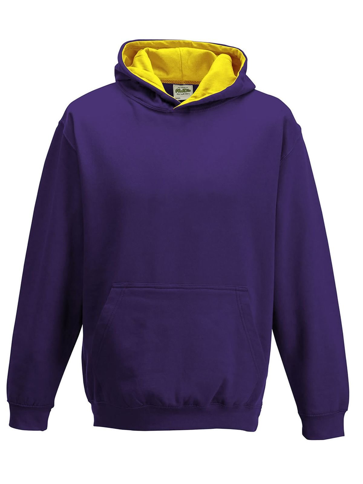 Kids Varsity Hoodie Just Hoods by AWDis Purple/Sun Yellow