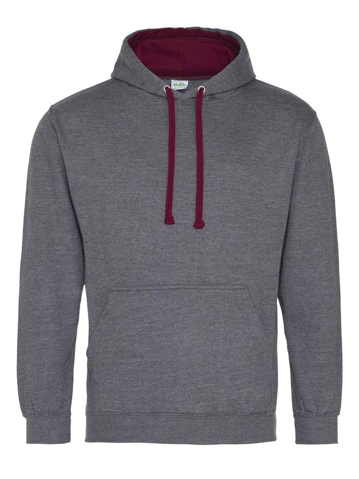 Varsity Hoodie Just Hoods by AWDis Charcoal/Burgundy