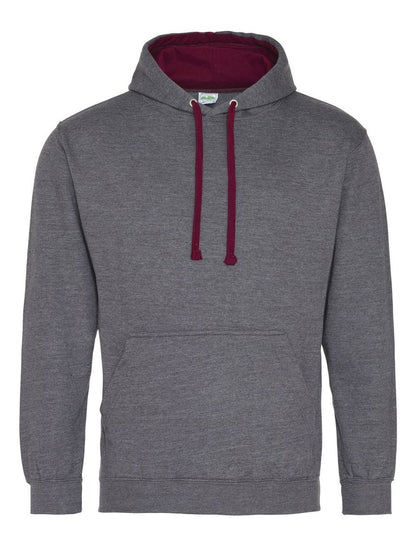 Varsity Hoodie Just Hoods by AWDis Charcoal/Burgundy